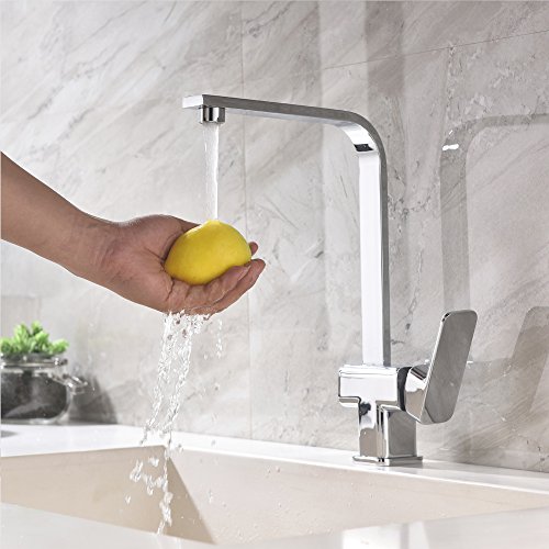 Witsinhome Chrom Küche Armatur Küchenarmatur Kupfer Wasserhahn für Warm-Kaltwasser - 3