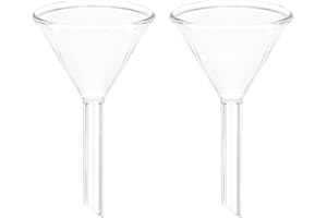 PATIKIL 45mm Glass Funnel, 2 Pack Short Stem Scientific Borosilicate Glass Heavy Wall Funnel for Filling Water Bottle Home Lab Kitchen Use