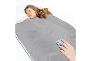 QIVANGE Far Infrared Sauna Blanket,Oxford Sauna Heating Blanket Body Shaper Professional Detox Therapy Anti Ageing Beauty Machine for Beauty Salon, Spa and Home Use 2 Zone SLIVER