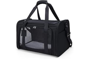 IMPERIAL KILT PRODUCTS Portable Pet Carrier Bag, Medium Small Dog Carriers, Foldable Cat Carriers for Large Cats 20 lbs, Removable Mat and Breathable Mesh 4 Ventilated Windows, 3 Doors FREE Feeding Bowl (M, BLACK)