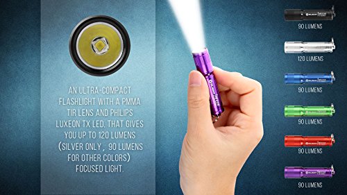 Olight® I3E EOS LED Mini Taschenlampe mit Schlüsselanhänger – durch 1 x AAA-Batterie angetrieben (Silber, Kupfer, 120 Lumen, andere Farben wie Schwarz, Grün, Rot, Lila, Blau, 90 Lumen) - 9