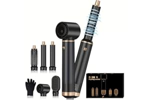 DINTO 5 in 1 Air Styler – Magic Styler - Hair Dryer Brush – Multi use Styling Appliances - Thermal Wrap - for Curling, Straightening, Volumizing and Drying – Hair Curler – Ionic Technology (Black 5 in 1)