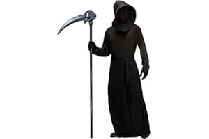 KYOEOE Sensenmann Kostüm Erwachsene mit Sense,Halloween Kostüm Herren Horror Schwarz Halloween Reaper Kostüm Gruselig Tod Party Kostüm für Halloween Karnevals Cosplay