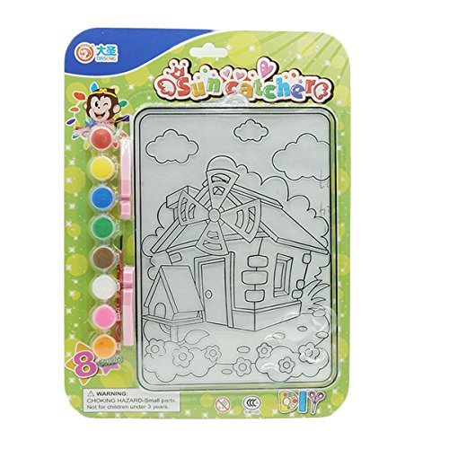 Preisvergleich Produktbild Spaß Sonnenfänger Brett Glaskunst Malerei-Kit mit Pinsel 13x10 Zoll