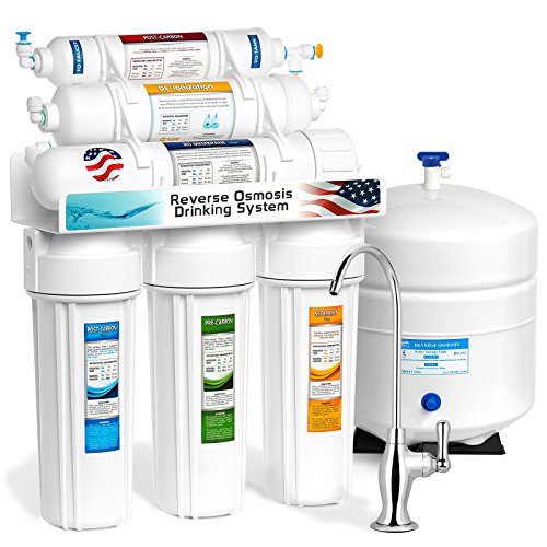 Express Water RODI10D 6 Stage Deionization + Reverse Osmosis Drinking Water Filtration System 100 GPD RO Membrane DI Resin Mixed Bed Ion Exchange Filter Residential Under Sink