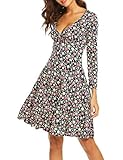Design: Vintage stil Kleid, Wickel, Elegant, V-Ausschnitt, A-Linie, Blumenmuster