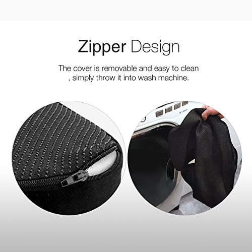 Memory Foam Sitzkissen,TopElek Sitzkissen Stuhlkissen Steißbeinkissen mit Memory Foam Core und Reißverschluss, für Bürostuhl, Autositz, Reise, entlastende Steißbeinschmerzen, Ischias, Hüftschmerzen, Hämorrhoiden Schmerzen - 3