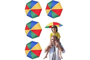 Puedno 4-Stücks Regenschirm-Hut Regenbogen für Sonne und Regen - faltbarer Anglerhut