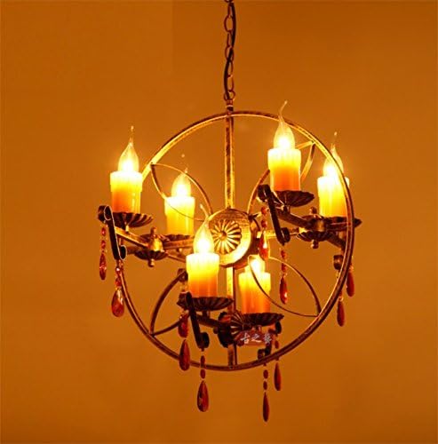 Chinese vintage wrought iron candle chandelier lamp tea lights American Village restaurant cafe bar lights project light lamps