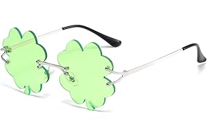 YAMEIZE Occhiali da Sole Irlandesi per St. Patrick’s Day - Four Leaf Verde Leprechaun Costume Occhiali da con Montatura in Metallo per Donne Uomo