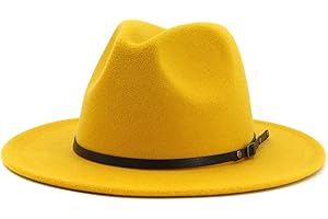 QUUPY Cappello Fedora classico da donna a tesa larga con fibbia per cintura