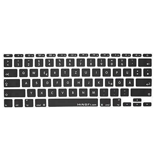MiNGFi Deutsche Tastatur Silikon Schutz Abdeckung QWERTZ für MacBook Air 11 Zoll US/ANSI Keyboard Layout Silicone Cover - Schwarz