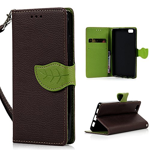 Huawei P8 Lite Hülle Cover HuaForCity® PU Leder Wallets Schale mit Kartenschlitz Halterungen Magnetverschluss Flip Buch-Art Bracket Funktion Fall Case für Huawei P8 Lite - 2