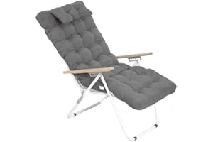 Cisne 2013, S.L. 1 COJIN Tumbona Acolchada. COJIN Silla de Playa con Respaldo y Almohada. Cojín Mecedora. Varios tamaños y Colores. (Gris, 180 x 55 cm)