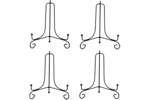 Tincogo Supporto espositore in ferro per foto, cavalletto in ferro nero, espositore per cornici, libri di cucina, piatti decorativi, tablet e arte, 14,5 cm (confezione da 4)