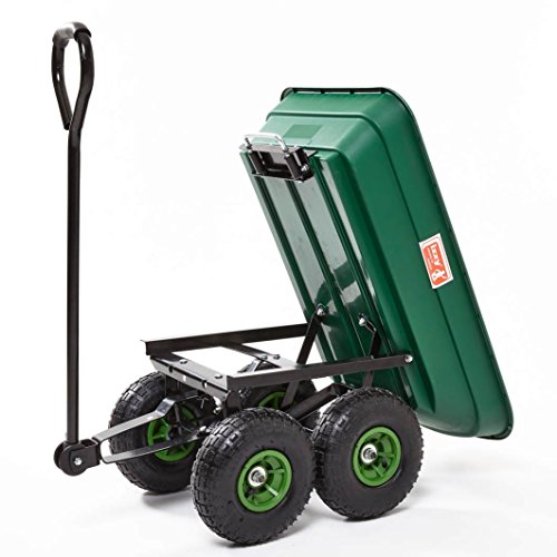Gartenwagen mit Kippfunktion, 100 kg Tragkraft, Metall, Wanne, kippbar, Gartenkarre, Gerätewagen, Transportwagen, Handwagen, Handkarren, Luftbereifung, Lenkachse, Kippwagen, Muldenkipper, IZZY SPORT - 3