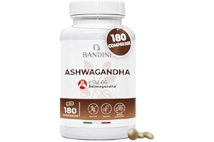 Bandini® Ashwagandha KSM-66® Vegan (180 Compresse per 6 mesi) - Integratore Naturale da Polvere Withania Somnifera (Ginseng Indiano) - Rimedio Ayurvedico per Stress