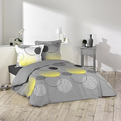 Douceur d'Intérieur HOOPY Parure avec 2 Taies d'oreillers Coton Multicolore 260 x 240 cm