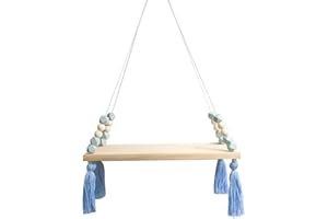 SpirWoRchlan Wandregal Schweberegal Holz Ständer Schaukel Hängenden Wandregal WandboardMacaron Board Mädchen Kinderzimmer Decor Größe: 38x14x1,2cm (Blau)
