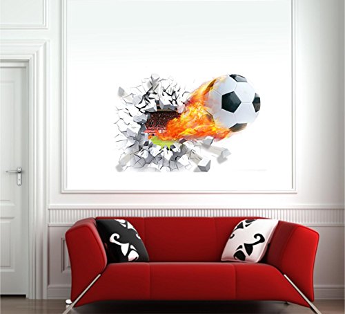 Stickerkoenig 3D Wandtattoo Wandaufkleber Wanddurchbruch Loch Wand Sticker DIY Kinderzimmer Fußball Stadion Fussballer #1473