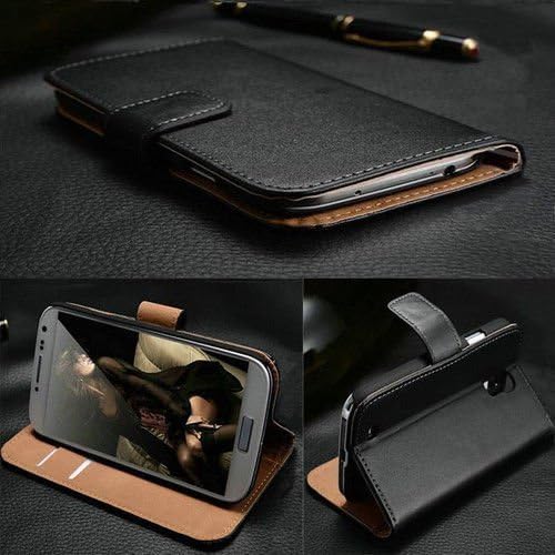 MobileConnect4U® Luxury Real Leather Flip Case /Wallet,Stand For Samsung Galaxy S4 Mini,S5,S6 and S6 Edge (S6, Black)