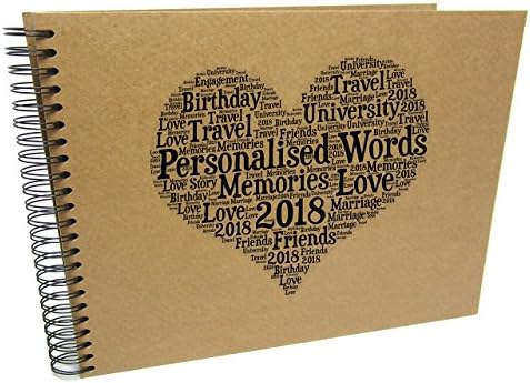 Personalised A3/A4/A5 Word Heart Scrapbook, Photo Album, Typography Cloud, Guestbook, Keepsake