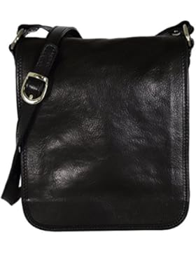 Echtes Leder Umhängetasche Für Herren Farbe Schwarz - Italienische Lederwaren - Herrentasche
