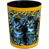 Läufer 26654 Motiv-Papierkorb Katzen im Stroh, 13 Liter Mülleimer, perfekt für das Kinderzimmer, rund, stabiler Kunststoff