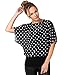 Large Polka Dot Print Cape Batwing Top (16,Black (7248))