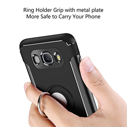 HÃ¼lle fÃ¼r Samsung Galaxy J7 2016 (5,5 Zoll) 360 Grad Drehbar Ringhalter mit Magnetischer Handyhalter Auto HandyhÃ¼lle (Schwarz)