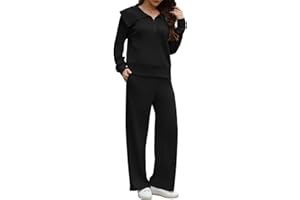 Yutdeng 2 Piezas Conjunto Chandal Mujer Invierno Otoño Pantalon y Sudadera Media Cremallera Conjunto Deporte Fitness Running Gym Chándal Mujer Completo con Bolsillos Casual Vestir Dos Piezas