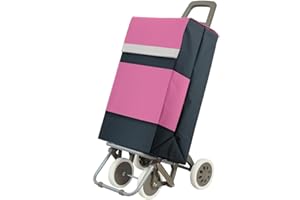 ECOSTAR 1618 Carro de Compra Plegable Ligero, 100x41x33cm, Capacidad 48 litros, 4 Ruedas, Empaque Cartón Reforzado, Garantía 3 Años (Rosa)