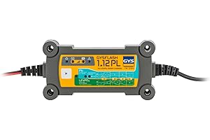 GYS - GYSFLASH 1.12PL - Chargeur/Maintien de Charge - Inverter - 230V - Livré avec Pinces et cosses de Connexion, Noir