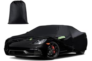 E-SMARTER Car Cover Waterproof All Weather, 490x185x150cm Outdoor Car Cover Waterproof With a Storage Bag, Large Car Ice Cover for Winter With Side Zipper, For Most Cars, Black