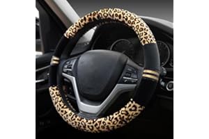 MAYCO BELL Doux Leopard De Voiture Chaud Volant Couverture Handbrake Grip Engrenage Shift Plush pour Les Femmes en Hiver Noir