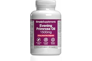SIMPLY SUPPLEMENTS Evening Primrose Oil 1500mg | 180 Capsules | Cold Pressed Soft Gel Capsules | Contains Rich Concentrations of Gamma Linolenic Acid (GLA)