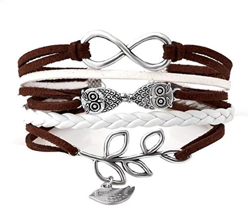Uniqueen Infinity Bracelets Owl Sideways Tree Of Life Leather Rope Bracelet Sale