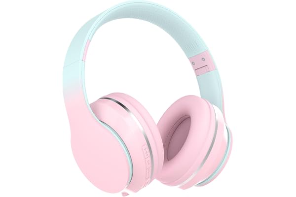 Casque supra-auriculaire sans fil pour enfants avec microphones, son stéréo, 10 heures d'autonomie, casque pliable et réglable pour enfants, casque Bluetooth 5.1 pour adultes, école, voyage (rose)