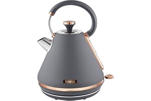 Tower T10044RGG Cavaletto Pyramid Kettle with Fast Boil, Detachable Filter, 1.7 Litre, 3000 W, Grey and Rose Gold