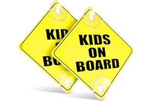 Caremore Baby on Board Car Warning, Kids on Board Car Sign, Yellow Warning Sign with Suction Cups,Waterproof and reusable, Pack of 2