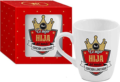 Taza Cerámica para Desayuno en Color Blanco de 300 ml, Un Regalo Original para Familia y Amigos - 