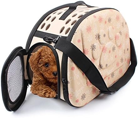 Topda Pet Travel Carrier,Portable Dog Cat Travel Crate Foldable EVA Pets Cage Tote Handbag (Yellow)