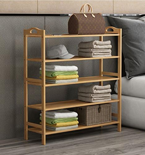 shoe stand Bamboo shoe rack bench 5 layer shoe rack storage rack living room assembly shoe cabinet Shoe Rack (Size : 90cm)