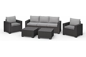 Allibert California Lounge Set Polyrattan Gartenmöbel Rattanoptik Sitzgruppe 5-teilig