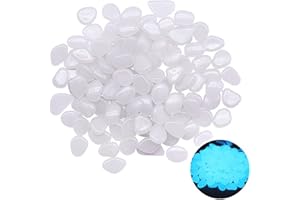 Conruich 100 Stück Weiss Leuchtkiesel, Dunkeln Leuchtende Kieselsteine Leuchtkiesel Floureszierende Pebble Steine für Aquarium Gehwege Garten Kinderzimmer Dekoration