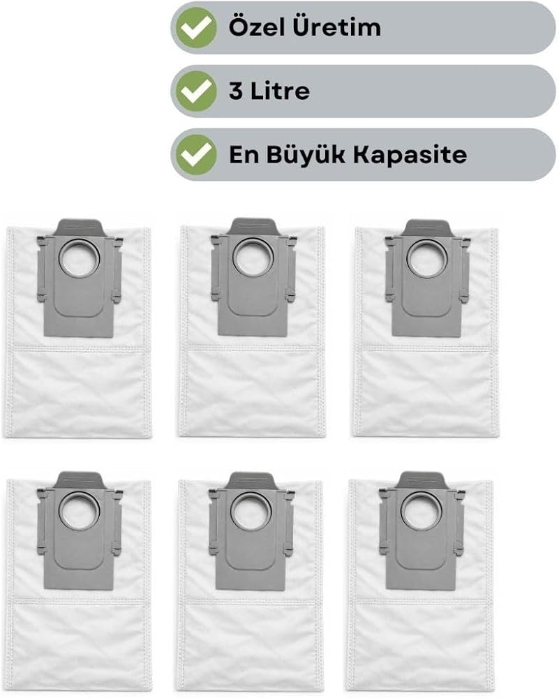 robotyedek, QRevo Curv/QRevo C/QRevo C Pro Roborock ile Uyumlu Toz Çöp Torbası 6 Adet