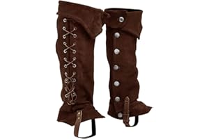 DARABUN Vintage Beinschutz Gamasche - verstellbare PU Leder Schnalle Schuhe Abdeckung Mittelalter Stiefel Gamaschen Wandern Schienbeinschutz Rüstung für Männer Frauen, Cosplay Kostümzubehör