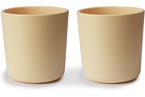 mushie Lot de 2 Tasses pour Enfants | Fabriqué au Danemark | Lavable au Lave-Vaisselle | Matériel Durable & de Haute Qualité | Accessoires pour Jeunes Enfants Garçons & Filles | Pale Daffodil