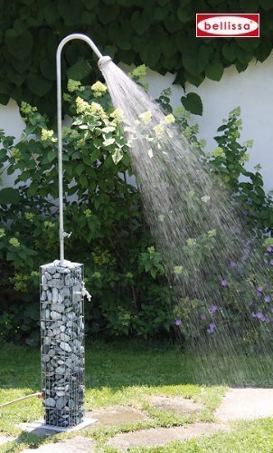 Preisvergleich Produktbild Bellissa Gartendusche Gabione 16x16x220 cm; Bodenplatte 28x28 cm