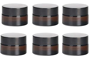 ‎TOKINCEN ToKinCen 6 Stück 5ml Amber Glas Leerdose klarer Tiegel Cremedose Leer Nachfüllbare Behälter Braunen Glasbehälter mit Deckel und Liner für Kosmetik Cremes Lotionen ätherische Öle Pulver